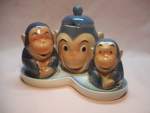 Goebel happy chimp condiment set salt and pepper shakers