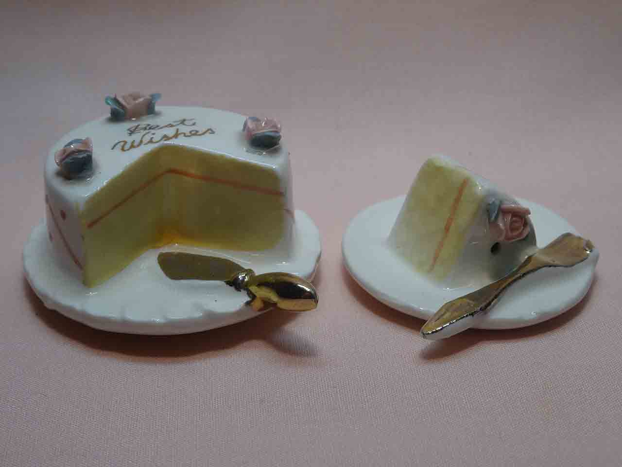 Japan miniature cake & slice salt and pepper shakers - Best Wishes