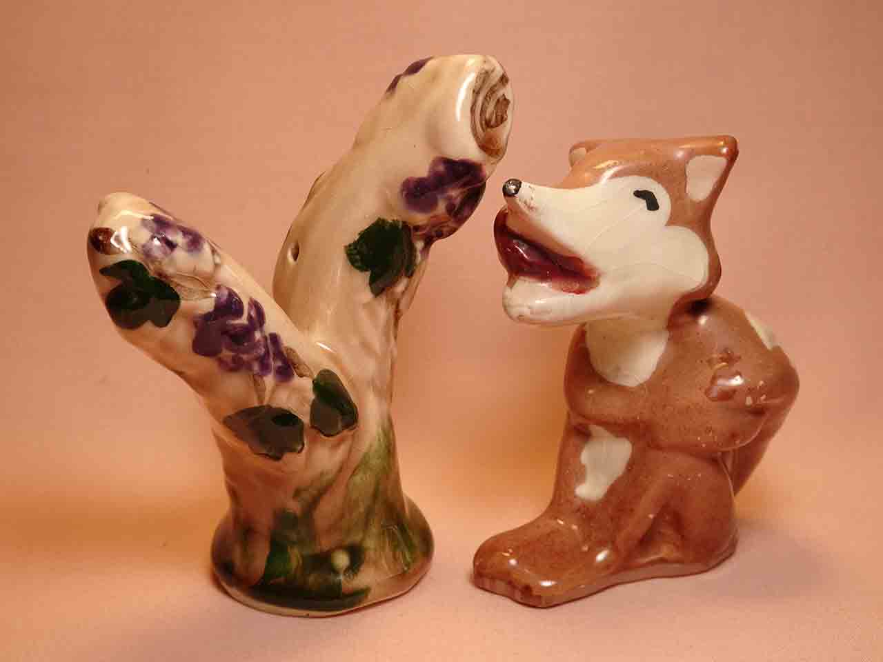 Aesop's Fable - The Fox and the Grapes - salt and pepper shakers