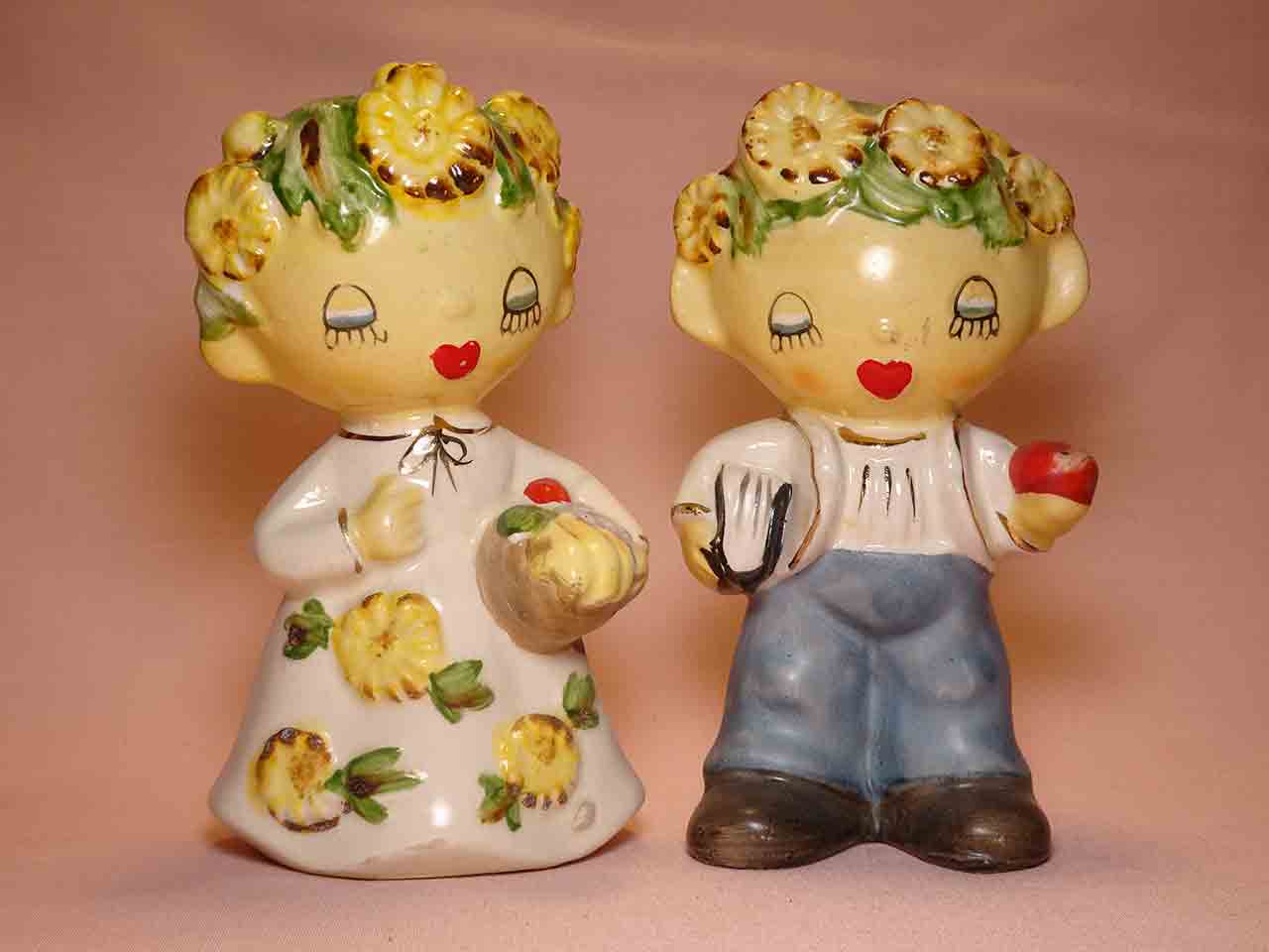 Four Seasons Flower Children salt and pepper shakers - Fall