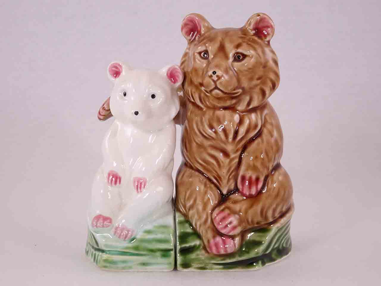 Bears salt and pepper shakers from series entitled Norleans Animals - One with Arm Over the Other