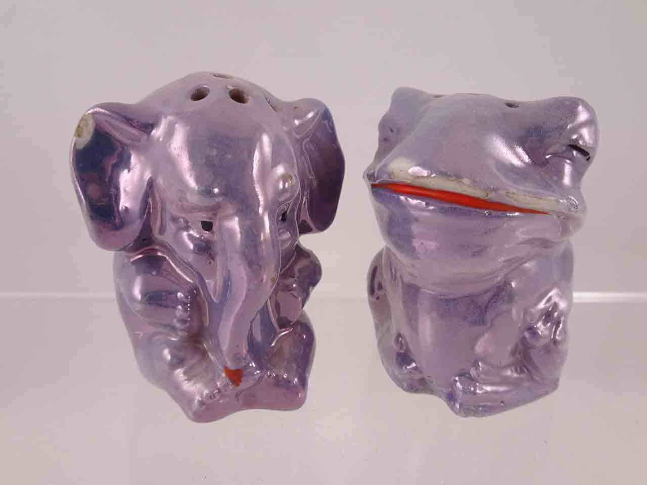 Germany frog and elephant lusterware salt and pepper shakers