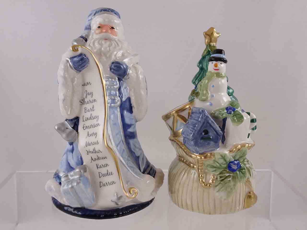 Fitz and Floyd Holiday Home Santa Claus Salt and Pepper Shakers - Blue version