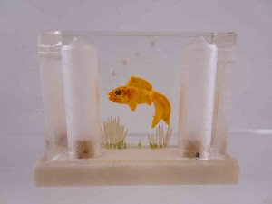 Lucite one piece fish salt and pepper shaker