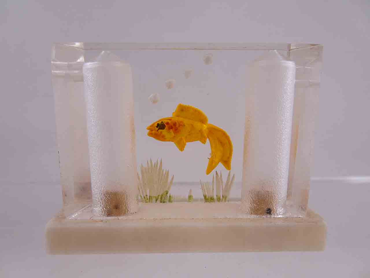 Lucite one piece fish salt and pepper shaker