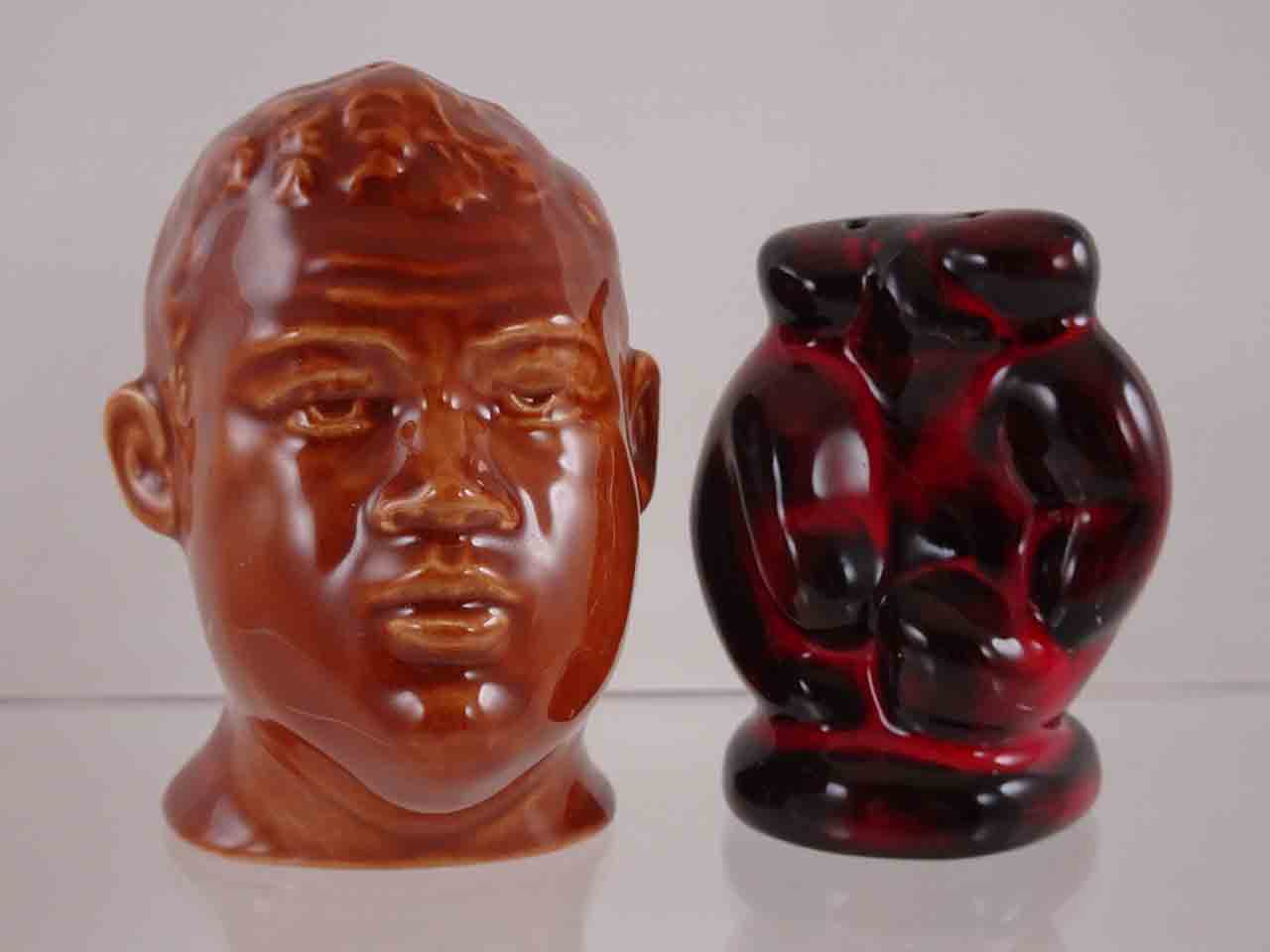 Joe Louis with boxing gloves salt and pepper shakers