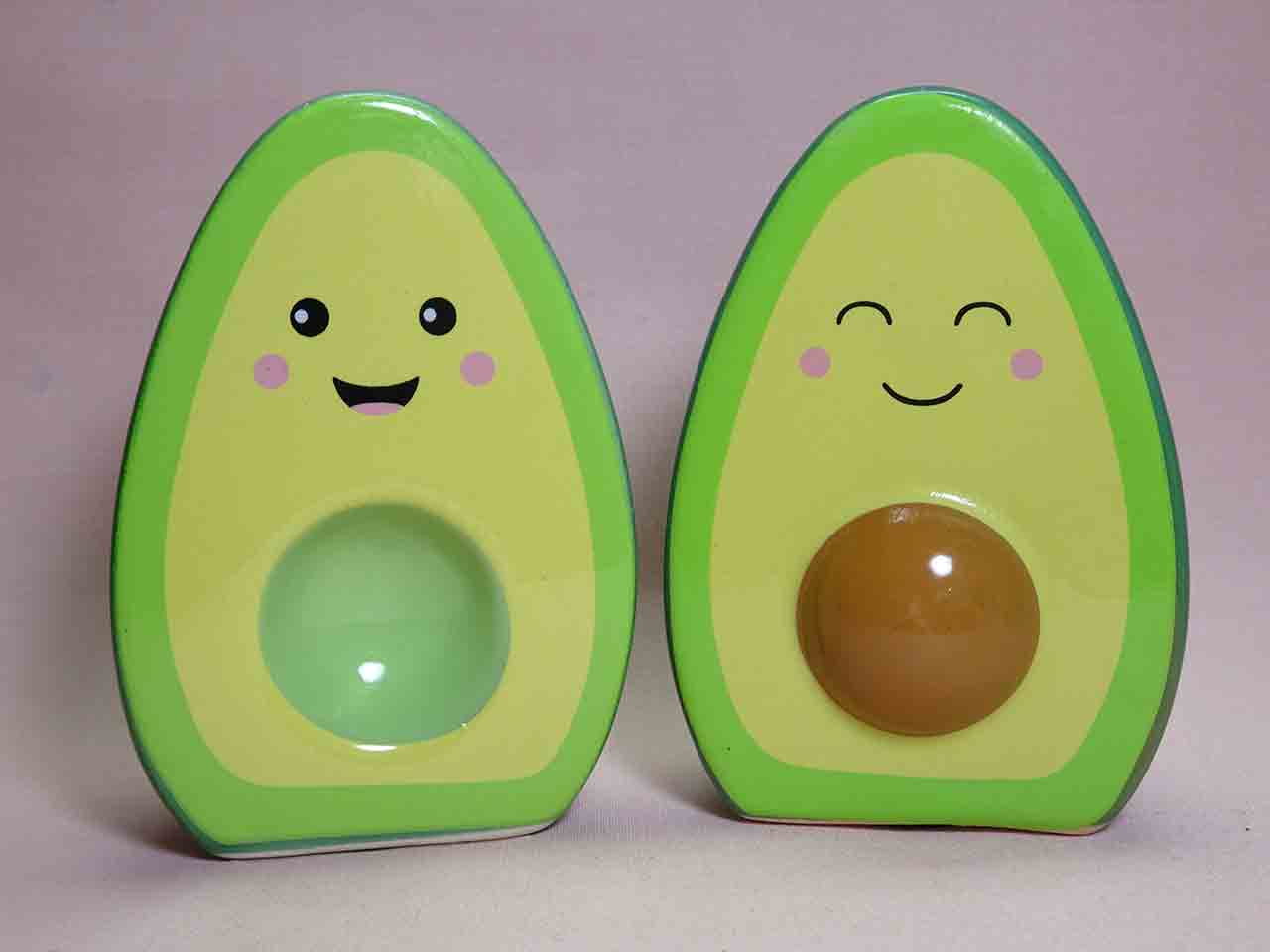 Anthropomorphic avocado salt and pepper shakers