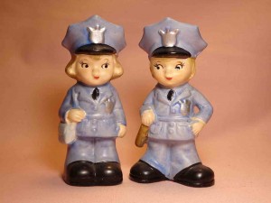 Lego Japan children dressed as various occupations salt and pepper shakers - police officers