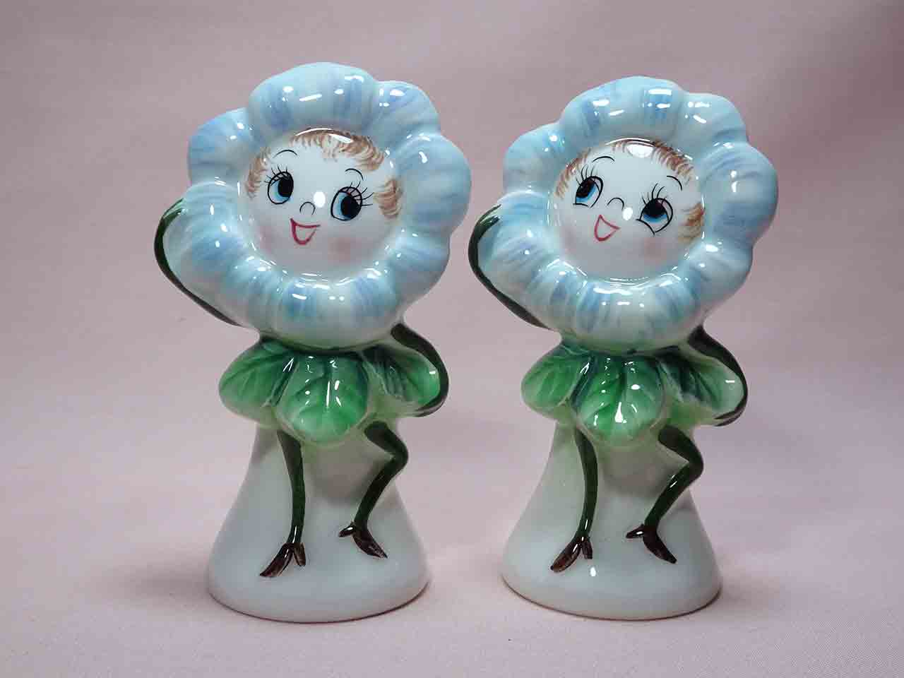 Stick Figures PY poppies flowers anthropomorphic salt and pepper shakers