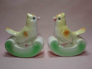 Yellow birds on rocking bases salt and pepper shakers