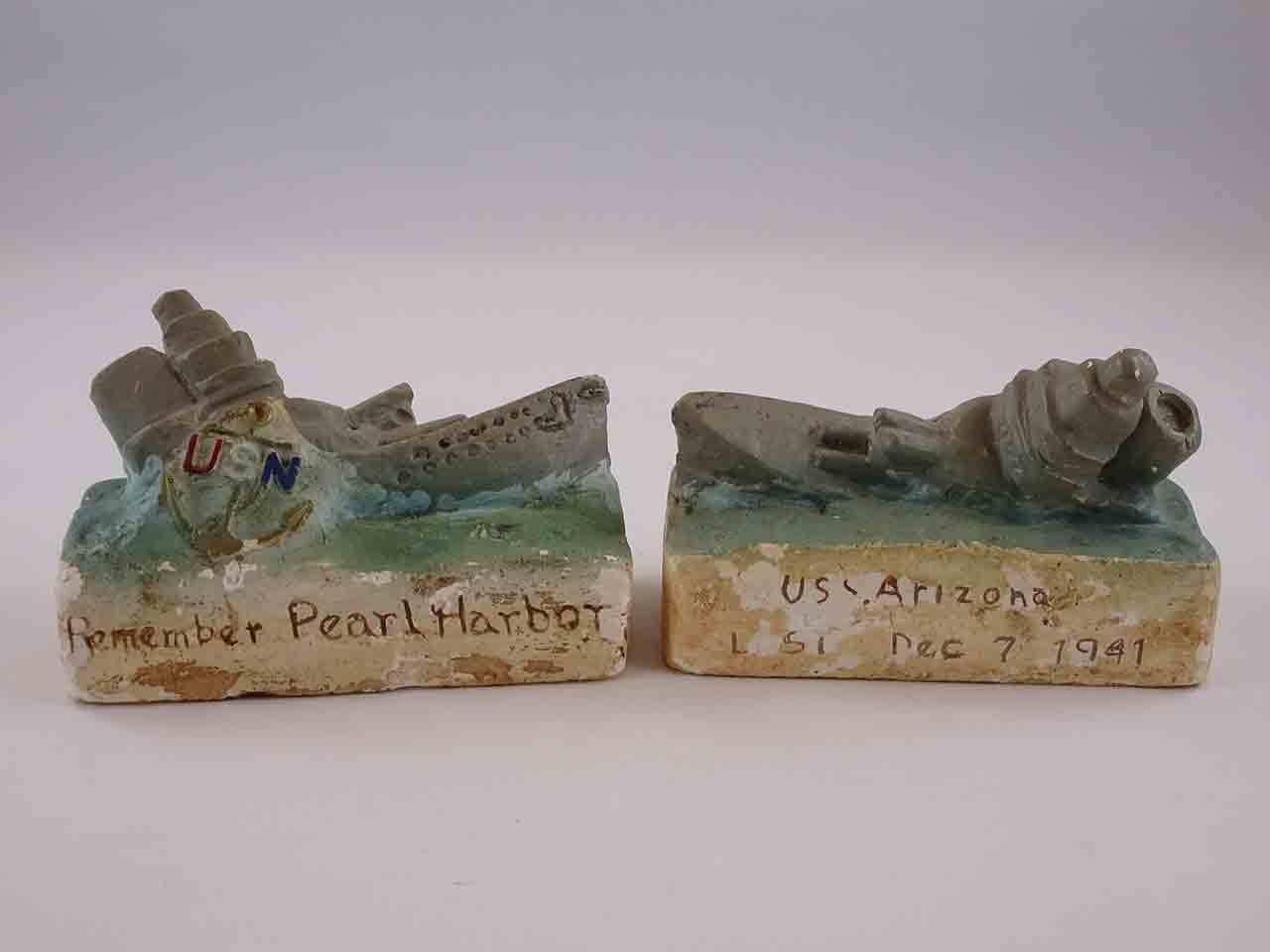 Pearl Harbor chalkware salt and pepper shakers