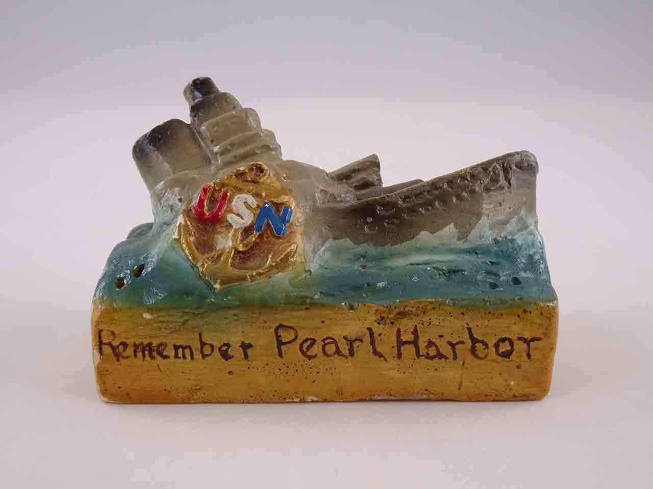 Pearl Harbor chalkware salt and pepper shakers