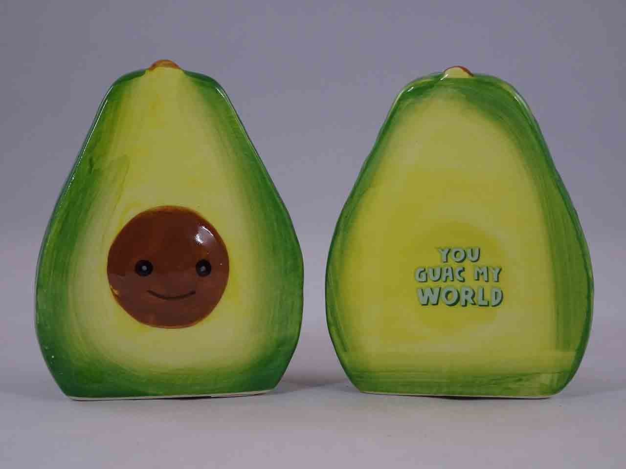 Anthropomorphic avocado salt and pepper shakers