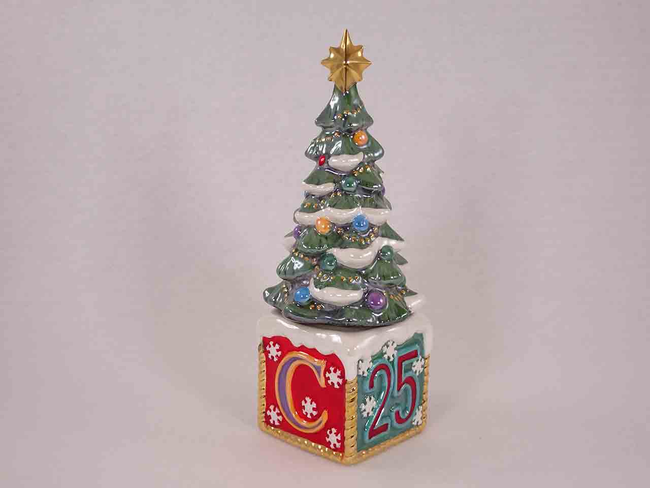 Christopher Radko Christmas sets on toy blocks salt and pepper shakers -tree