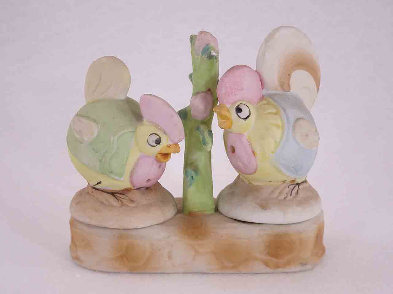 Occupied Japan bisque finished winged animals in bases salt and pepper shakers - chickens