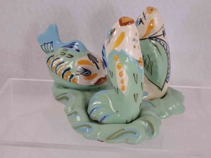 Dressed up fish condiment salt and pepper shakers