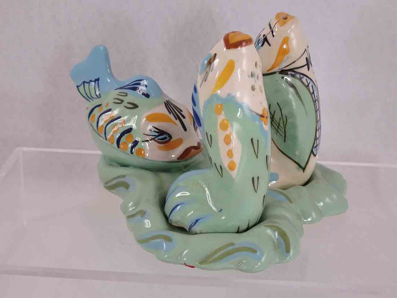 Dressed up fish condiment salt and pepper shakers