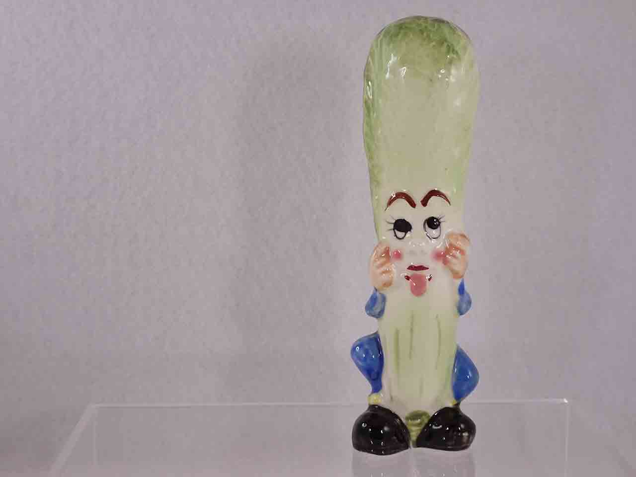 Anthropomorphic tall vegetable salt and pepper shakers - lettuce