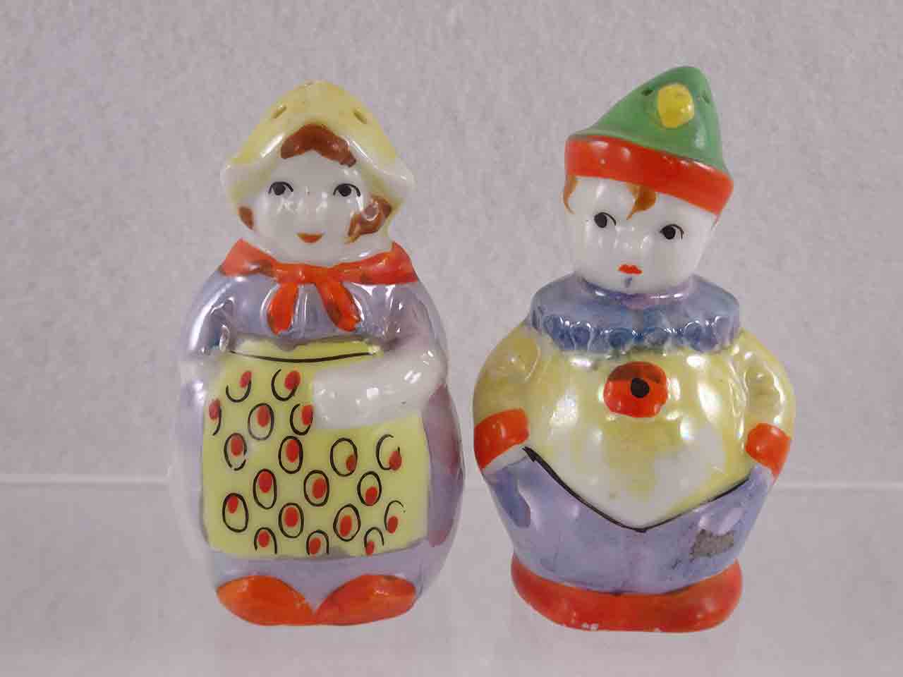 Lady and clown salt and pepper shakers