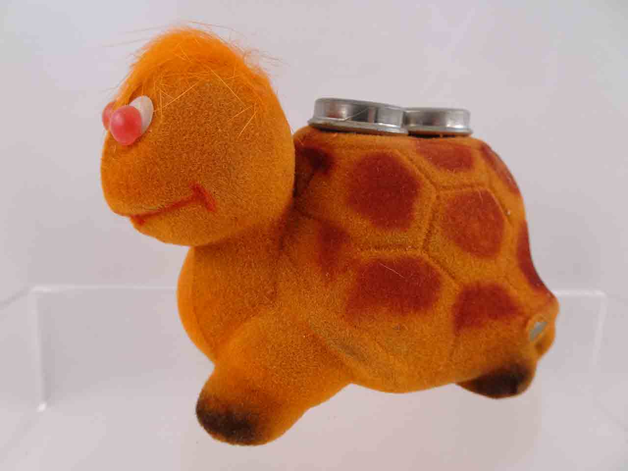 Fuzzy plastic turtle salt and pepper shakers