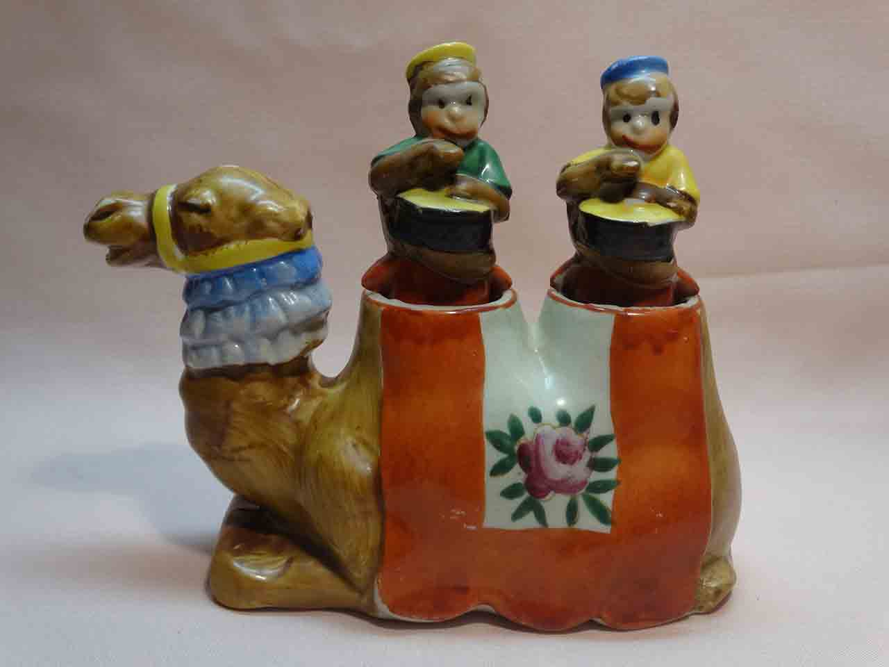 Camel nodder with monkeys as salt and pepper shakers