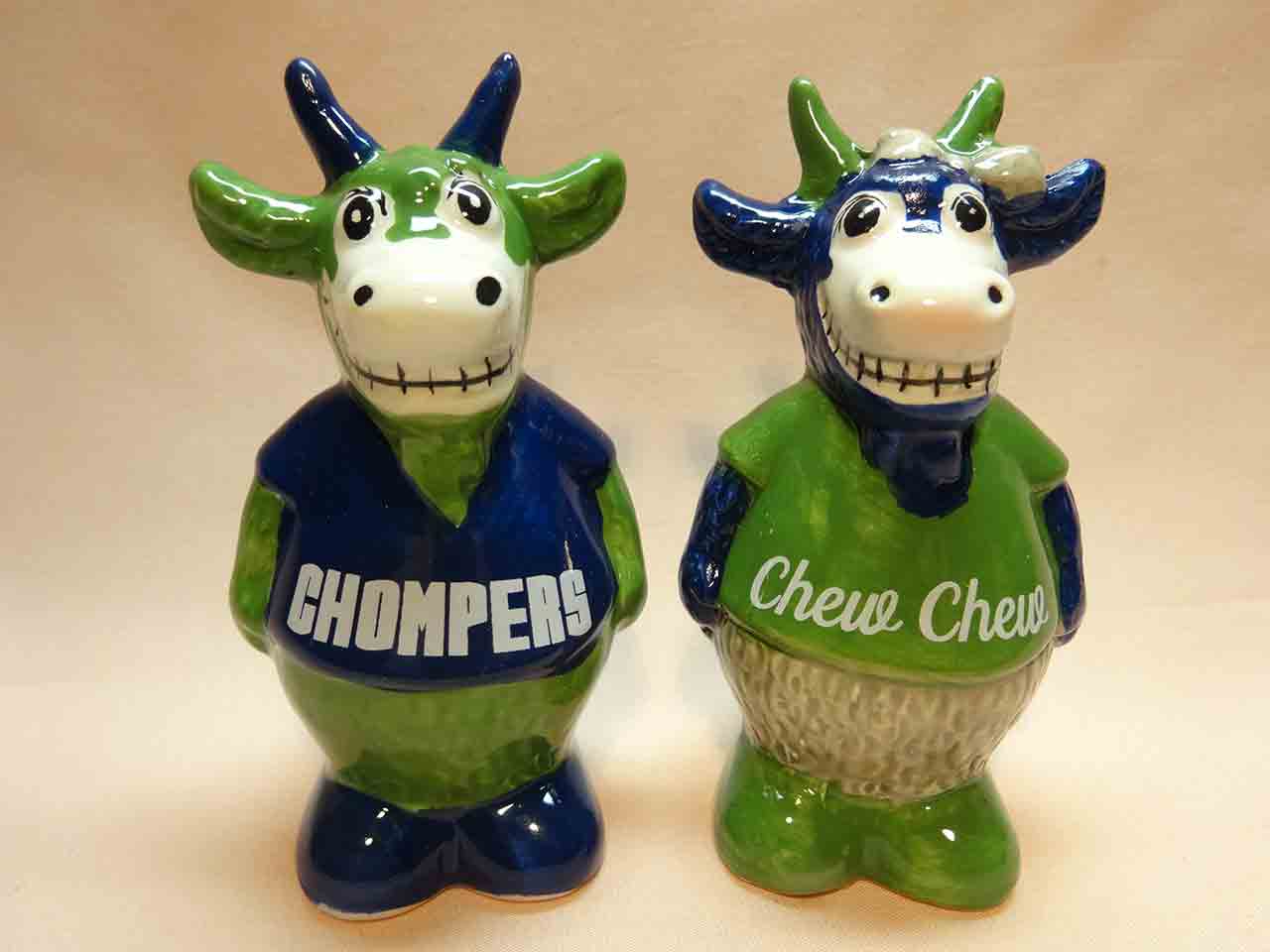 Minor League Baseball team the Hartford Yard Goats mascots salt and pepper shakers - Chompers