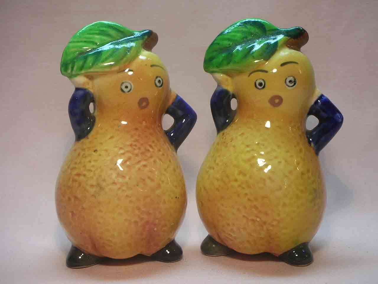 Teenie Weenie series of anthropomorphic mixed vegetables and fruit salt and pepper shakers - pears