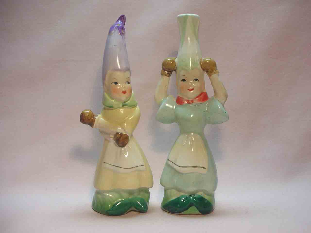 Boxing match - anthropomorphic boxing vegetable girls salt and pepper shakers