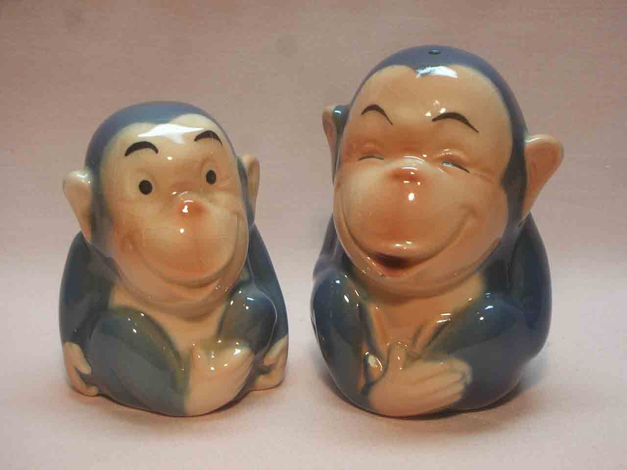 Happy sitting chimp Goebel salt and pepper shakers