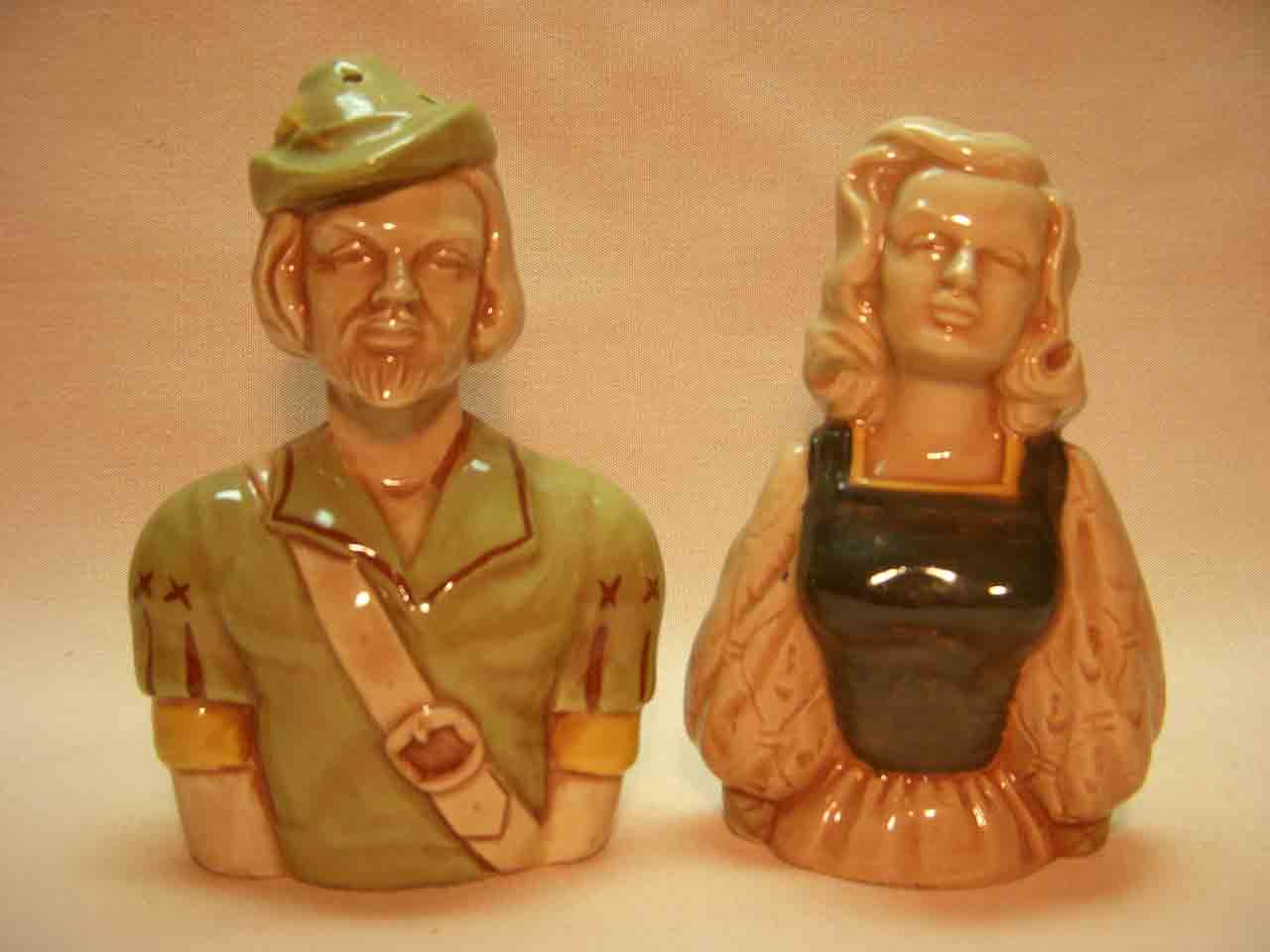 Twin Winton Famous Lover Series Robin Hood and Maid Marian salt and pepper shakers