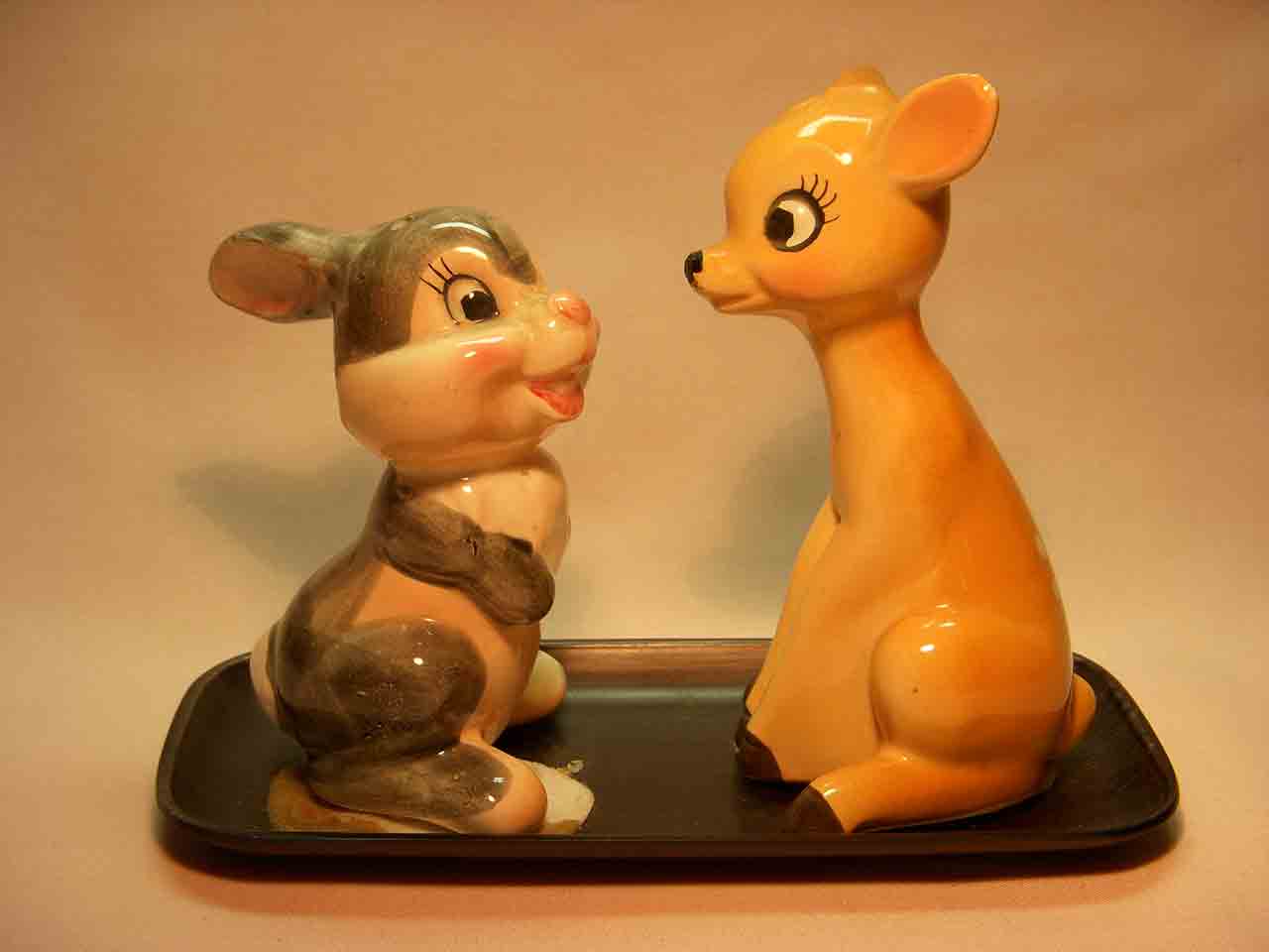 Vintage Enesco series of Walt Disney characters on trays - Bambi and Thumper