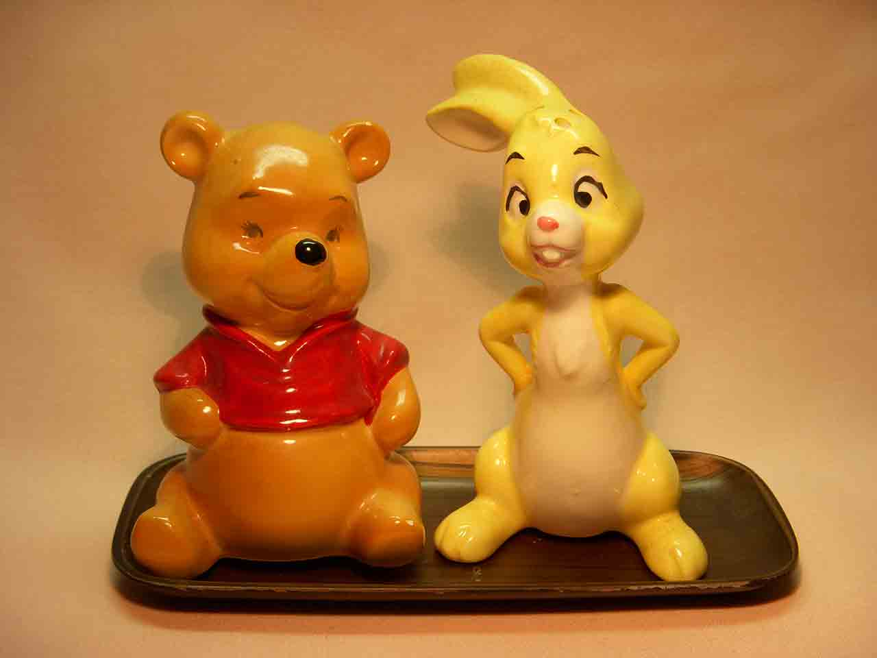 Vintage Enesco series of Walt Disney characters on trays - Winnie the Pooh and Rabbit