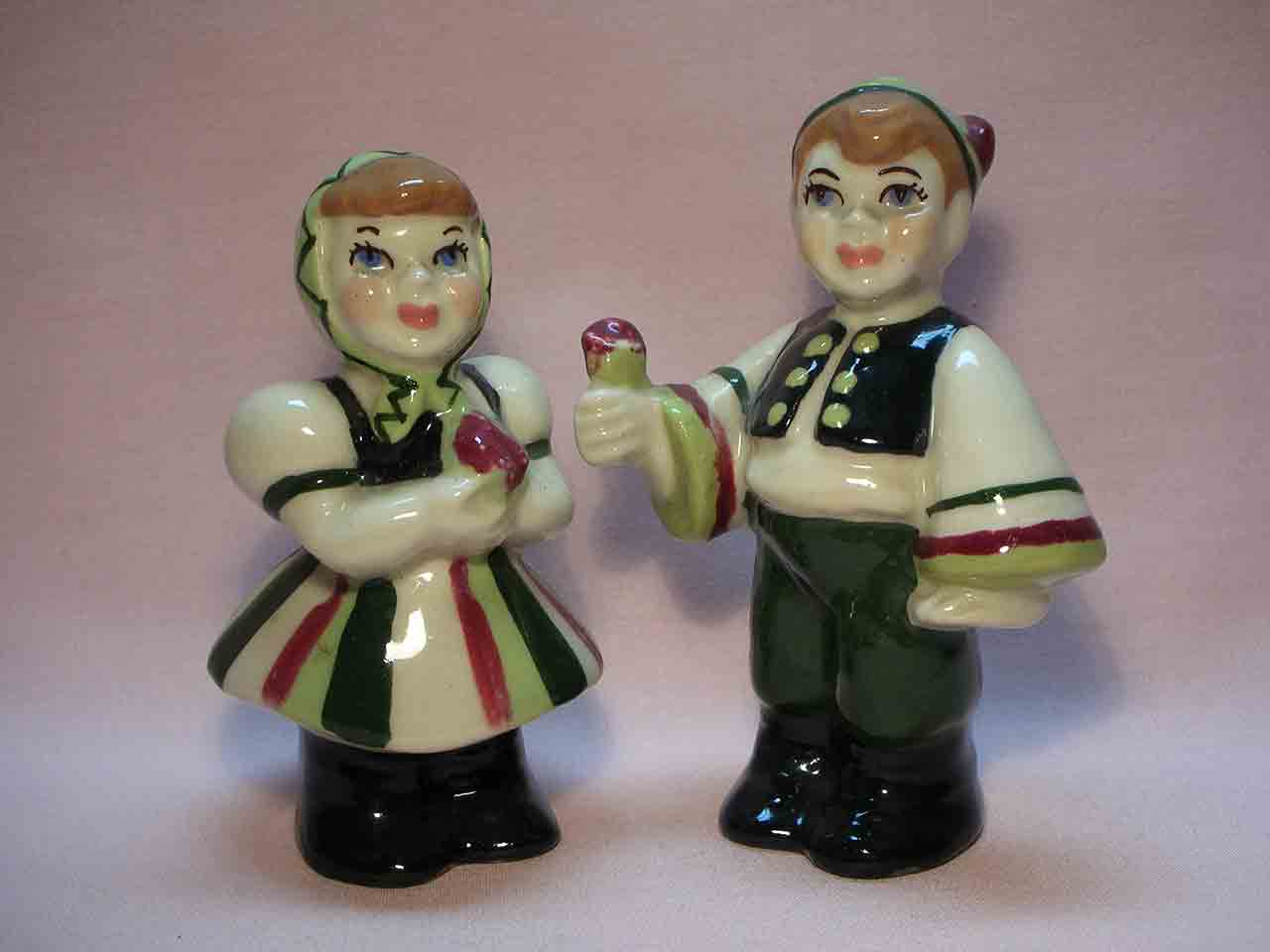 Ceramic Arts Studio Wee Swedish boy and girl salt and pepper shakers