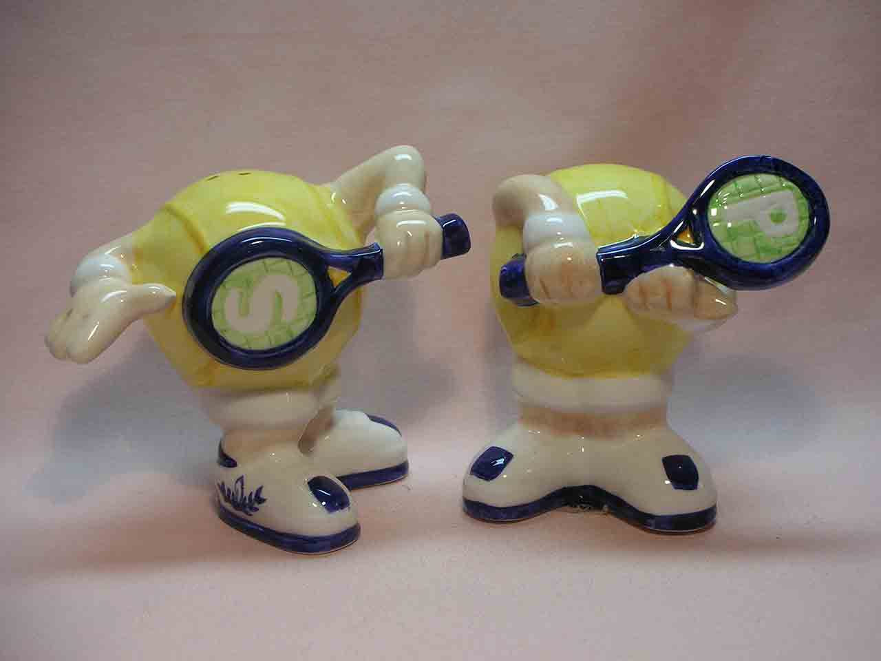 Friendly Rivals - anthropomorphic sport balls salt and pepper shakers - tennis