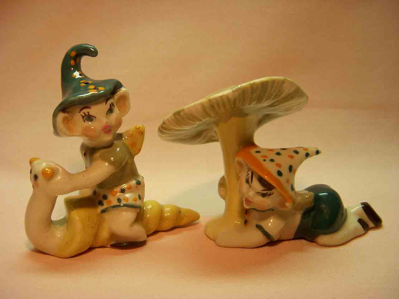 Ceramic Arts Studio Pixies with Mushrooms salt and pepper shakers