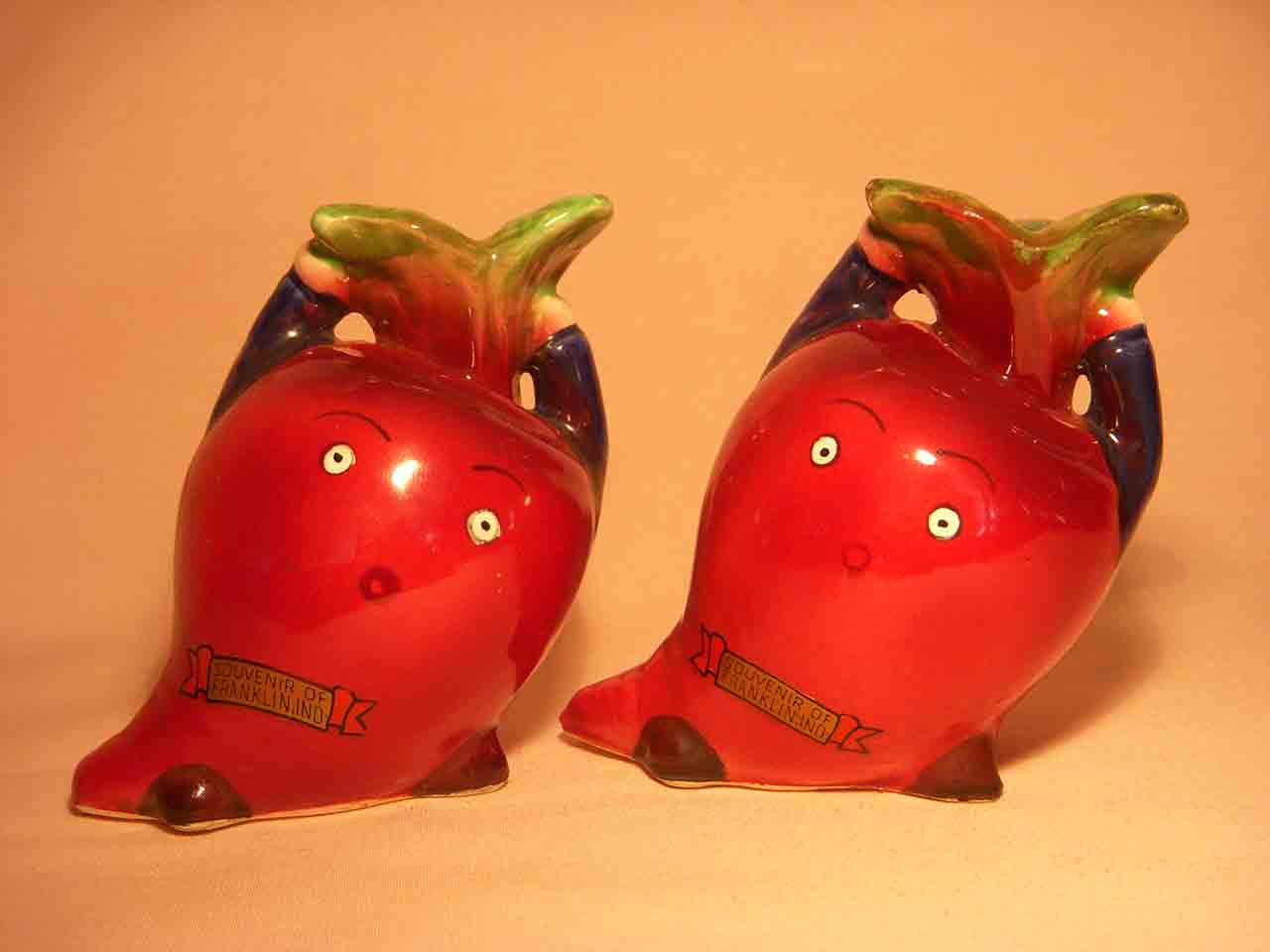 Teenie Weenie series of anthropomorphic mixed vegetables and fruit salt and pepper shakers - beets