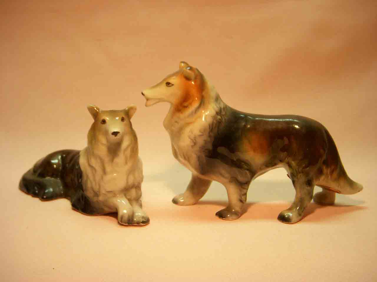 Relco Japan realistic dog breed series of salt and pepper shakers - Collies