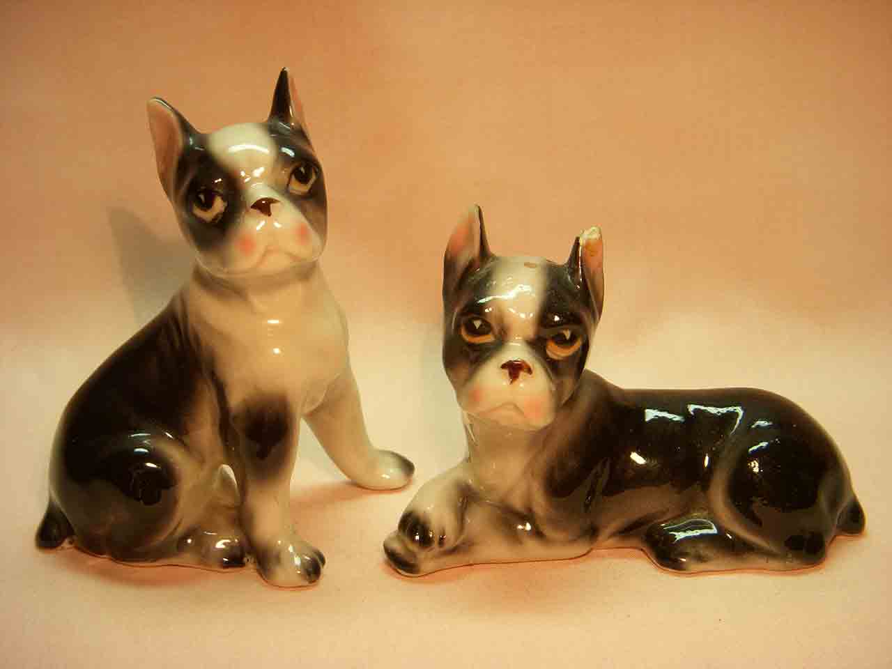 Relco Japan realistic dog breed series of salt and pepper shakers - Boston Terriers