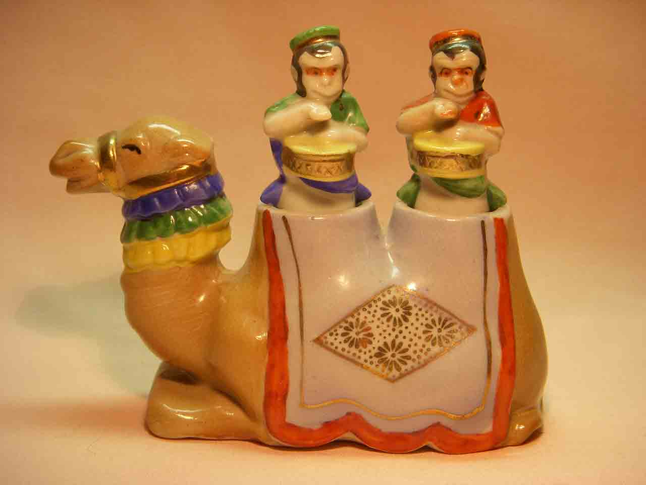 Camel nodder with monkeys as salt and pepper shakers