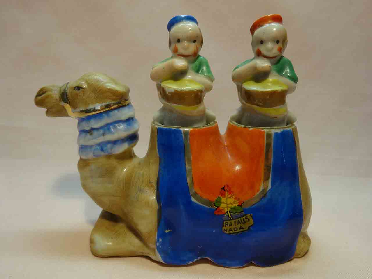 Camel nodder with monkeys as salt and pepper shakers