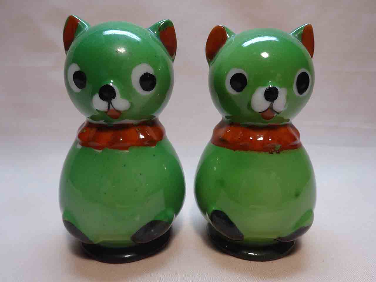 Abstract Little People-Like Animals - Green Cats