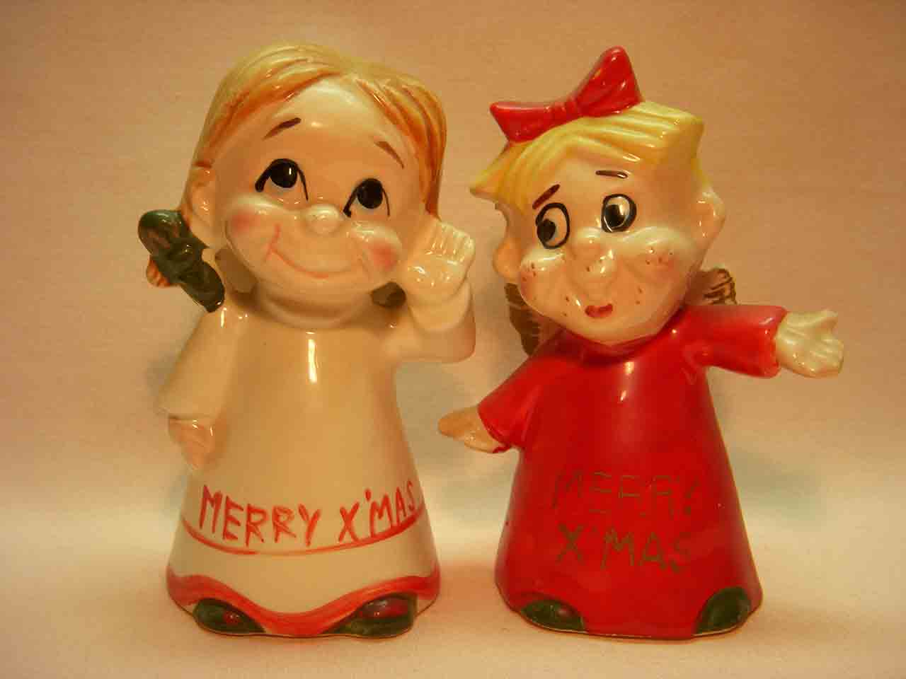 Kreiss Christmas kids salt and pepper shakers