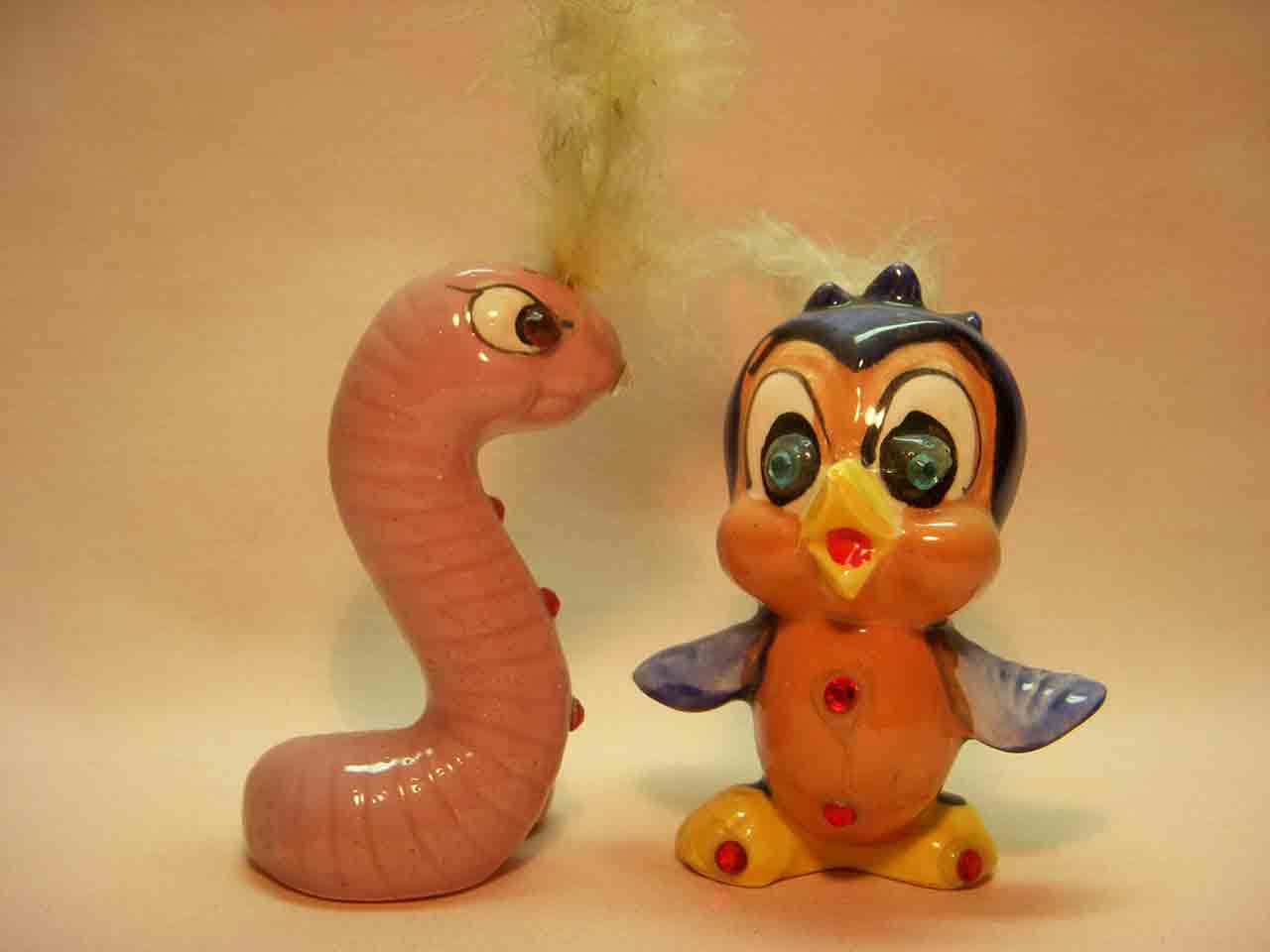 Kreiss bird with worm salt and pepper shakers