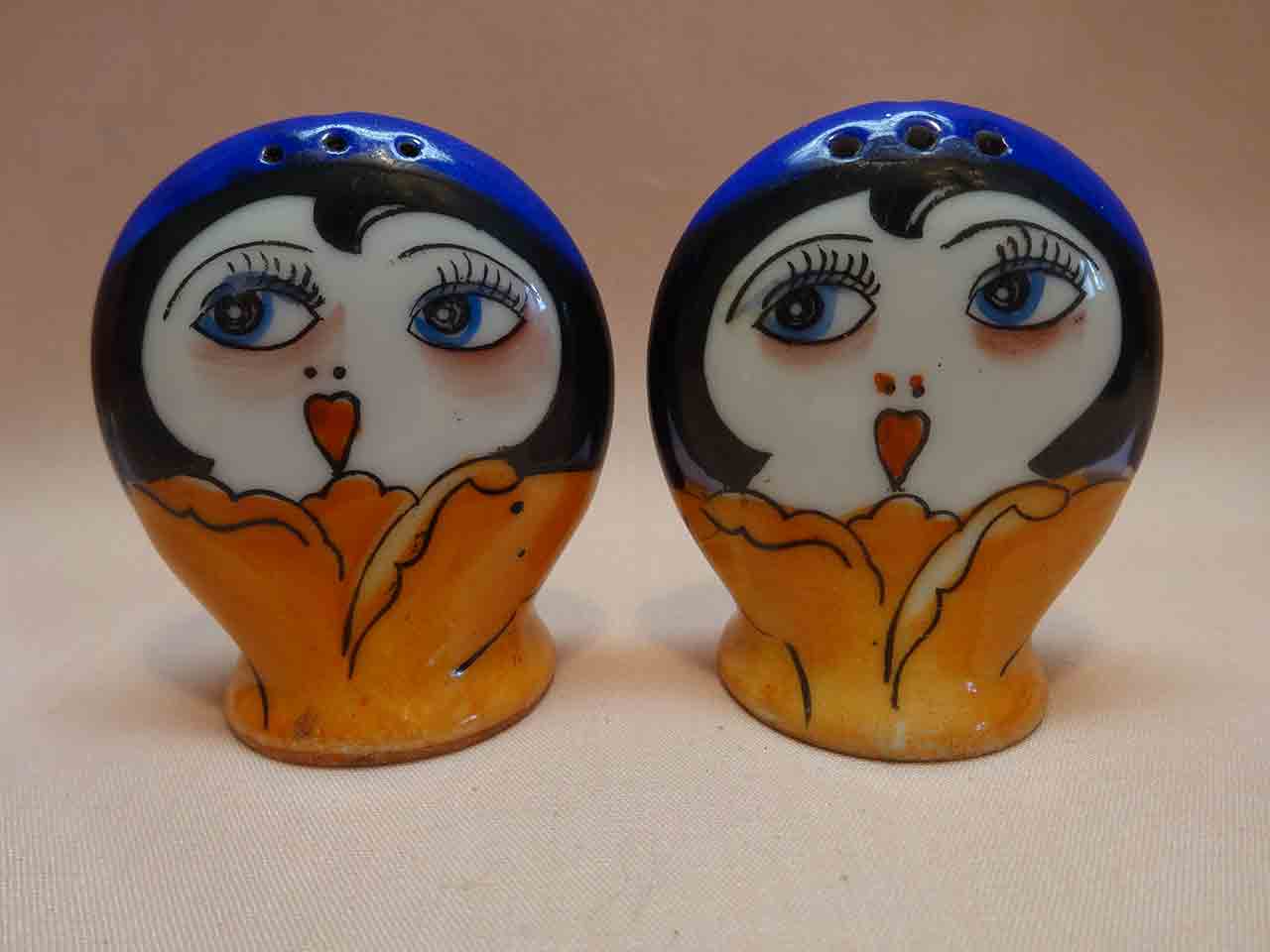 Noritake lusterware flapper lady heads salt and pepper shakers