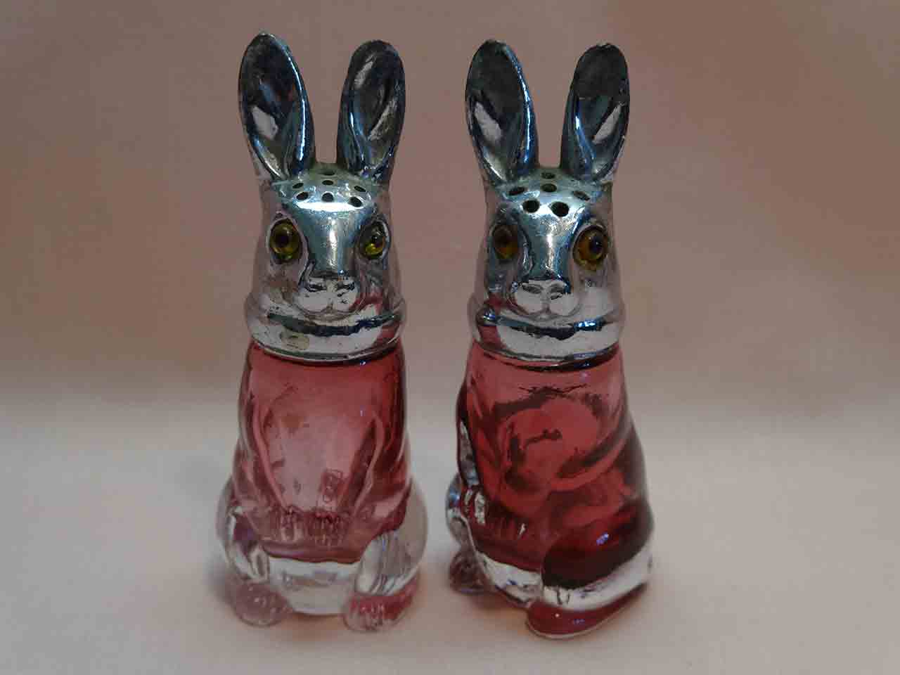 Farber antique glass rabbit salt and pepper shakers